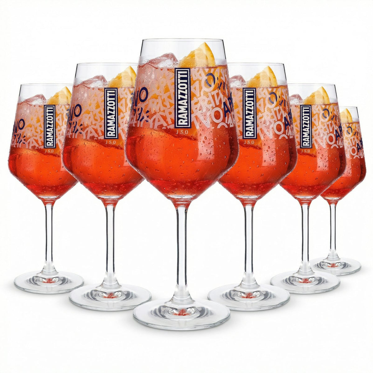 6 verres à apéritif Ramazzotti 0,5 l calibrés, pied, cocktail Spritz, impression
