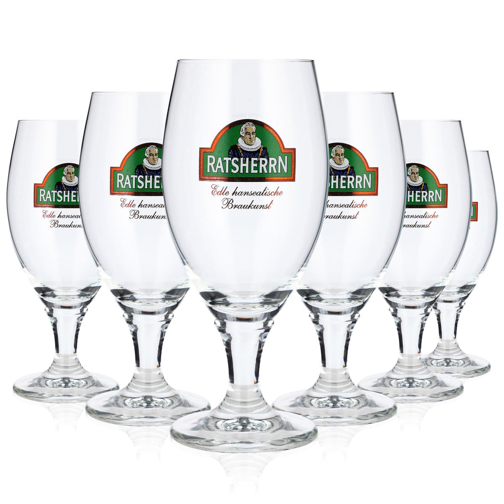6 verres à bière « Ratsherrn » de 0,25 l, forme tulipe, Deister Ritzenhoff, format « pint » (lot de 6)