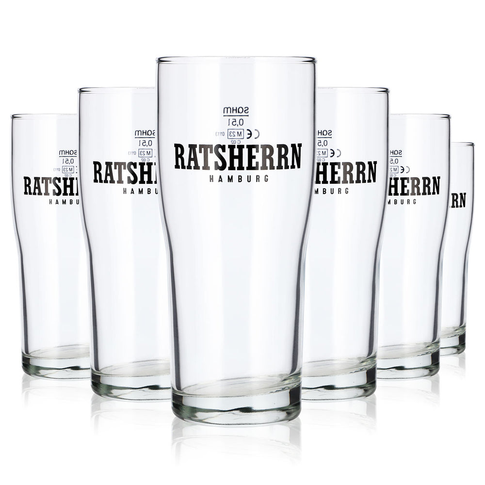Lot de 6 verres à bière « Ratsherrn » de 0,5 l, Hamburg Brewhouse, verres à bière Sahm (lot de 6)