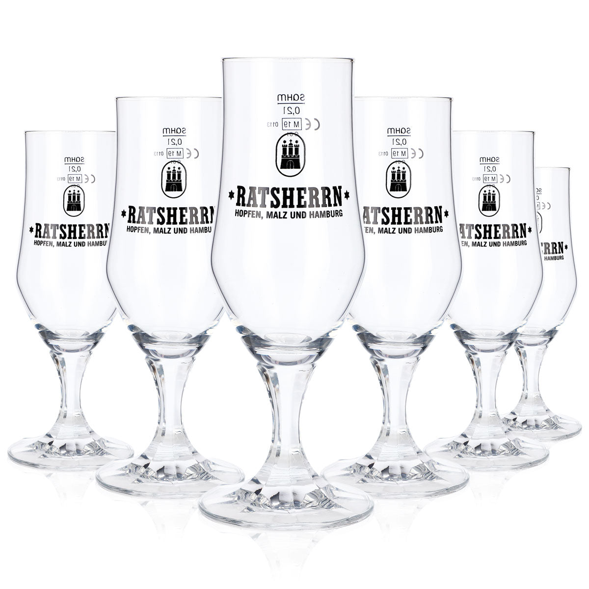 6 verres Ratsherrn 0,2 l Hammerburg Bier Tulipe Coupe Set Brasserie Hambourg – Vue 5