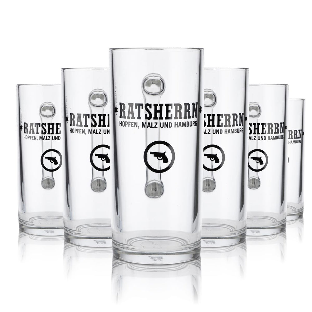 6 verres Ratsherrn 0,3 l, chopes à bière, verres à bière, ensemble de verres Hambourg Revolver