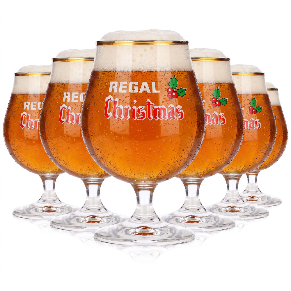 Lot de 6 verres à bière « Regal » 0,5 l, modèle « Christmas Pokal » à bord doré, marque Durobor (lot de 6)