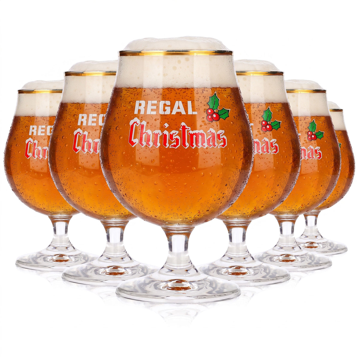 Lot de 6 verres à bière « Regal » 0,5 l, modèle « Christmas Pokal » à bord doré, marque Durobor (lot de 6)