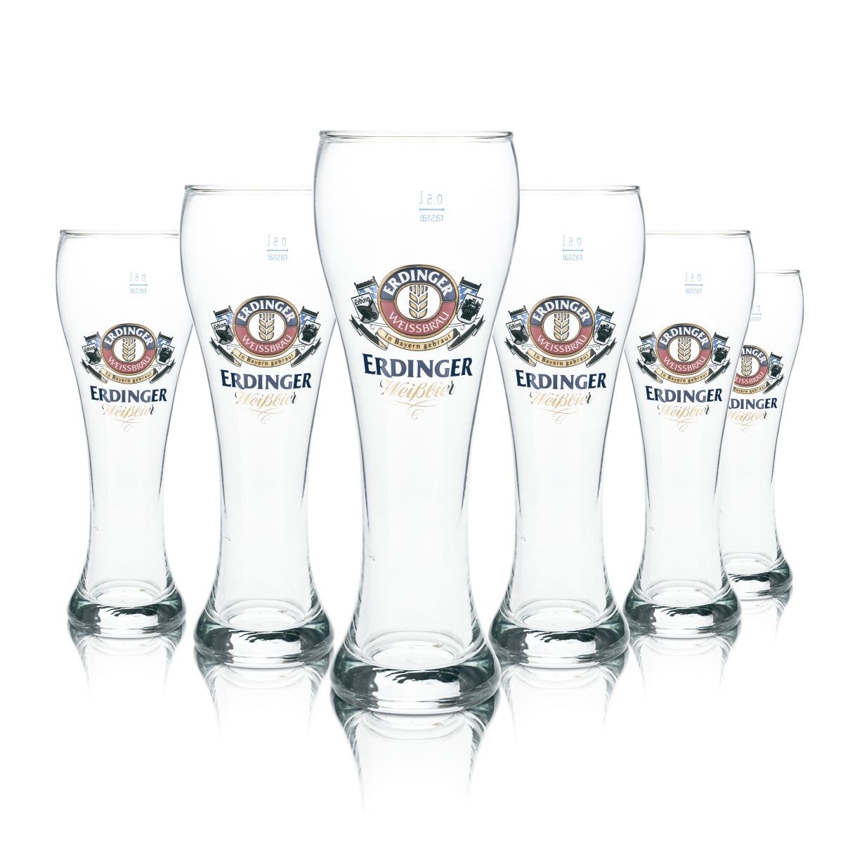 6 verres à bière blanche Erdinger rétro - Set de 0,5 l de verres à bière blanche Hefeweizen, design bavarois