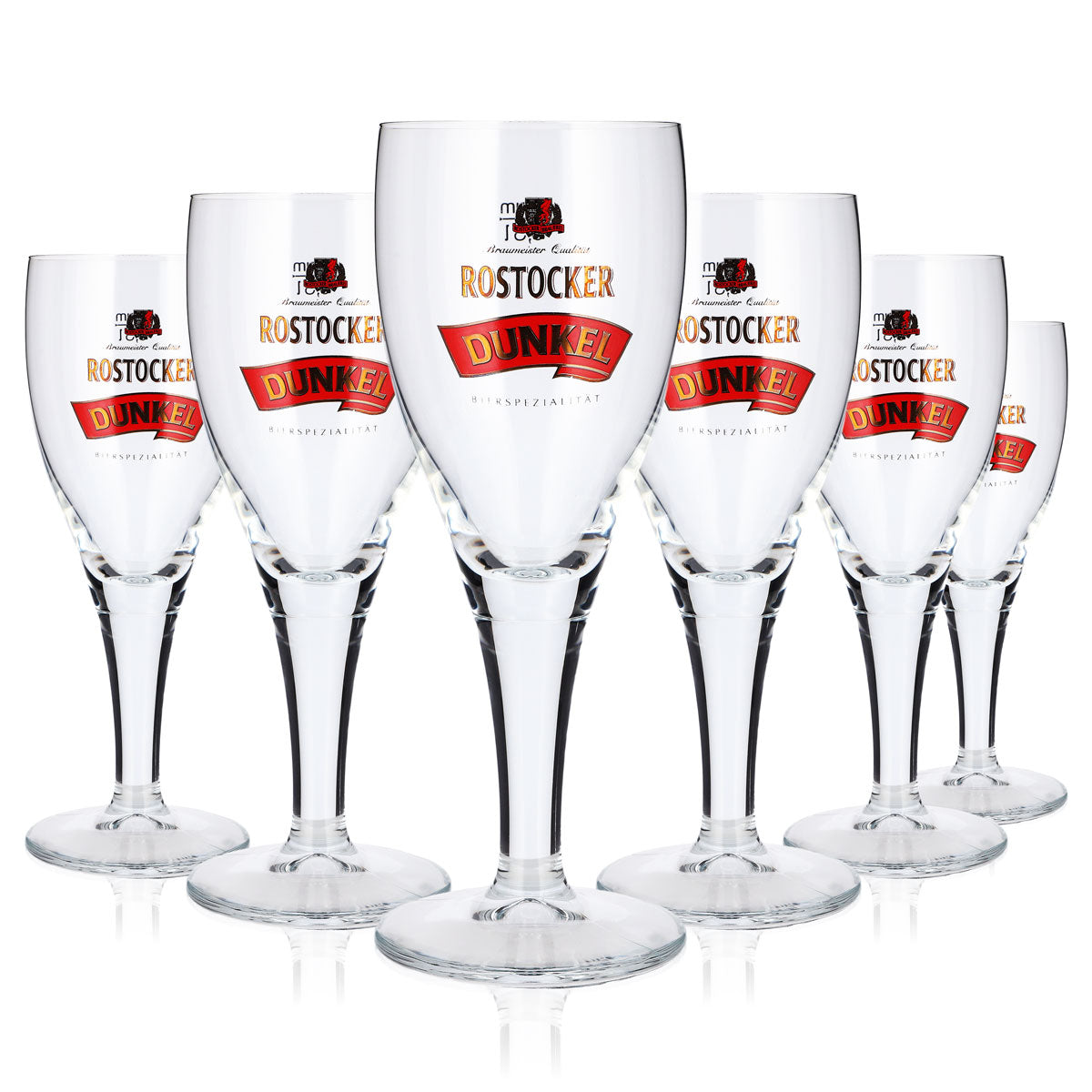 Lot de 6 verres à bière de Rostock, 0,3 l, forme de coupe, couleur foncée, logo rouge « Sahm »