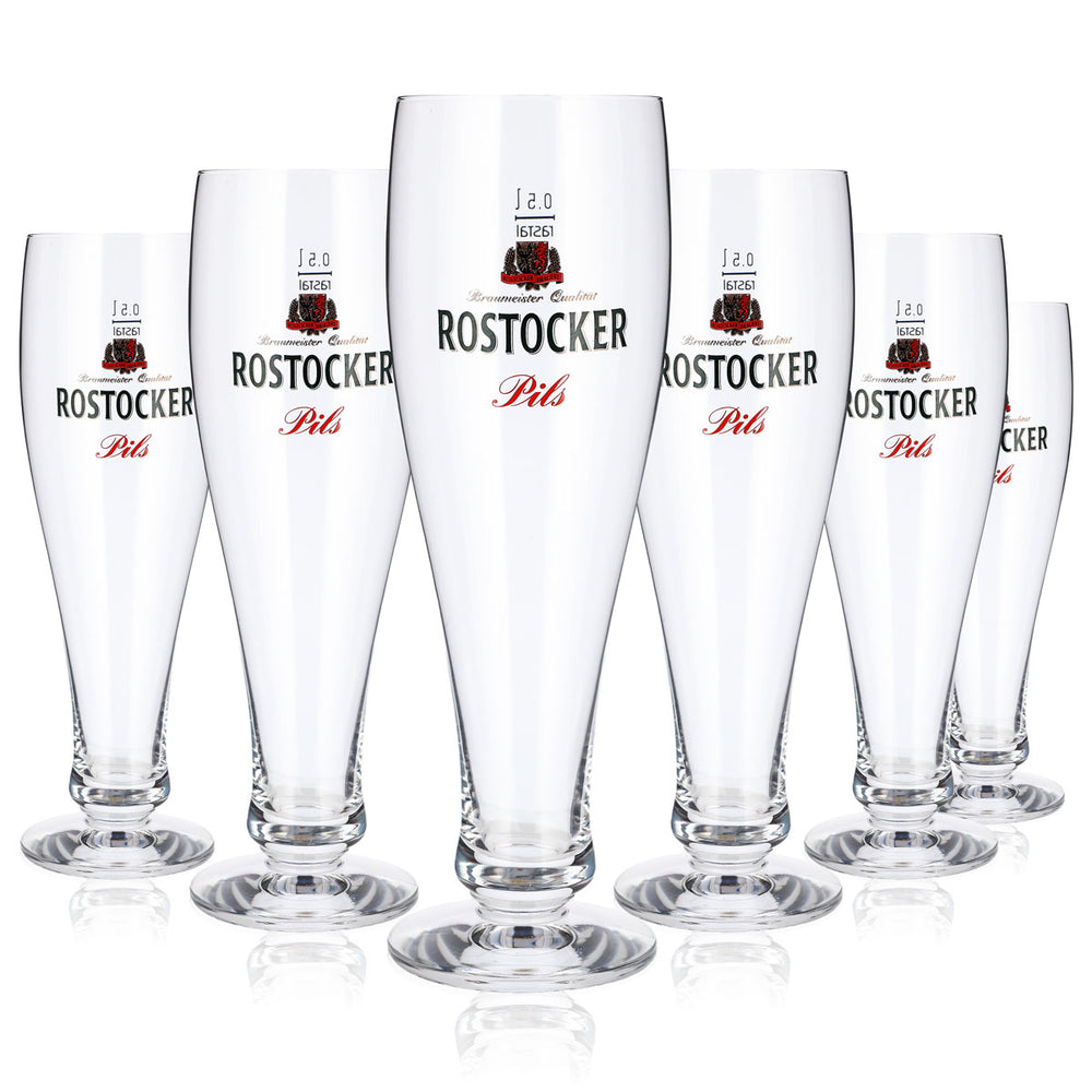 6 verres à bière de Rostock, 0,5 l, modèle « Pokal », Pils Rastal