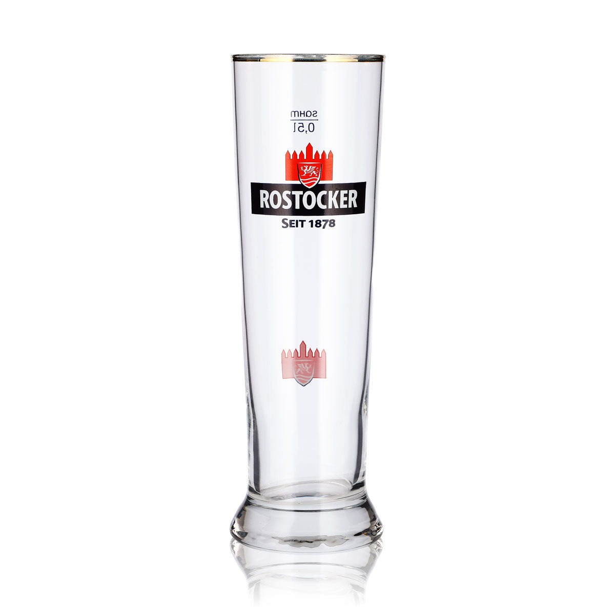 6 verres à bière de Rostock, 0,5 l, forme de coupe, logo « Burg » rouge, bord doré, Sahm – Vue 2