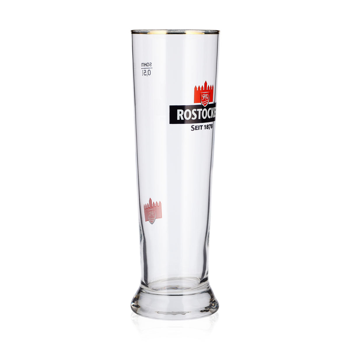 6 verres à bière de Rostock, 0,5 l, forme de coupe, logo « Burg » rouge, bord doré, Sahm – Vue 3