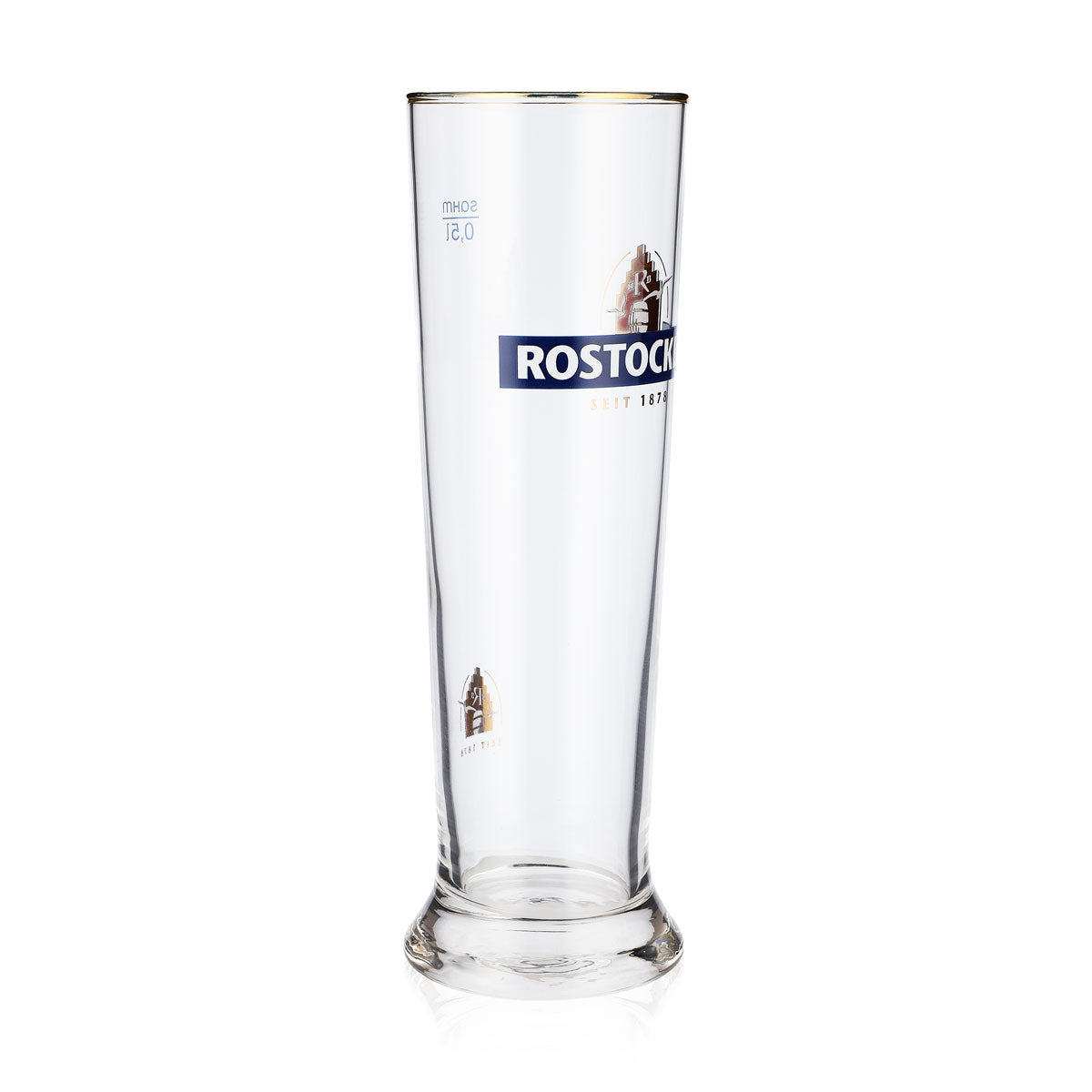 6 verres à bière Rostocker Bier Glas 0,5 l, verres à pied avec bord doré – Vue 3