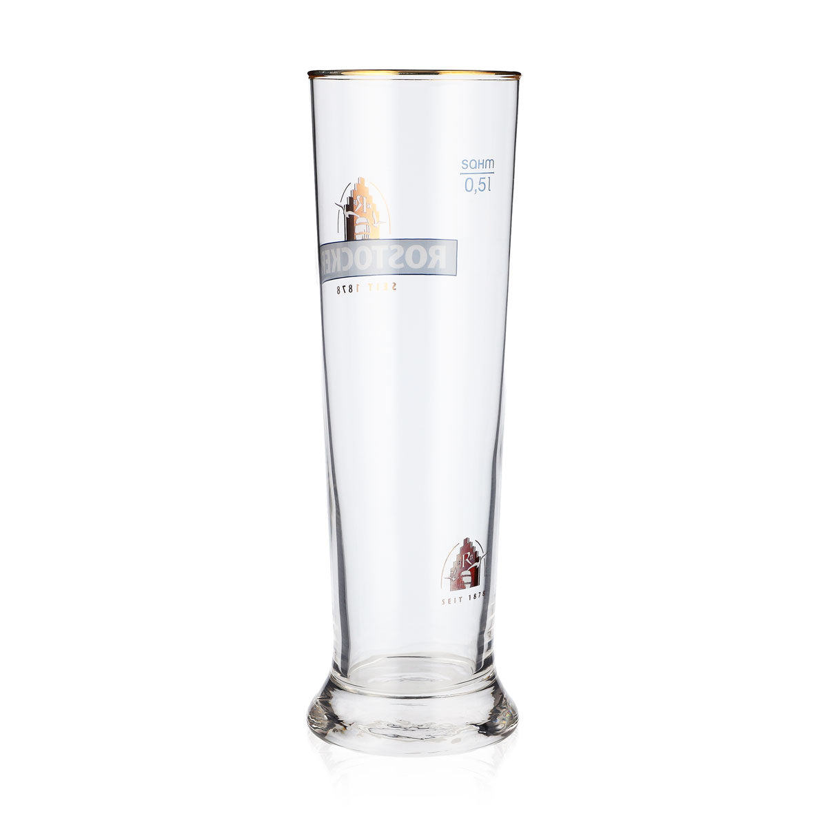 6 verres à bière Rostocker Bier Glas 0,5 l, verres à pied avec bord doré – Vue 4
