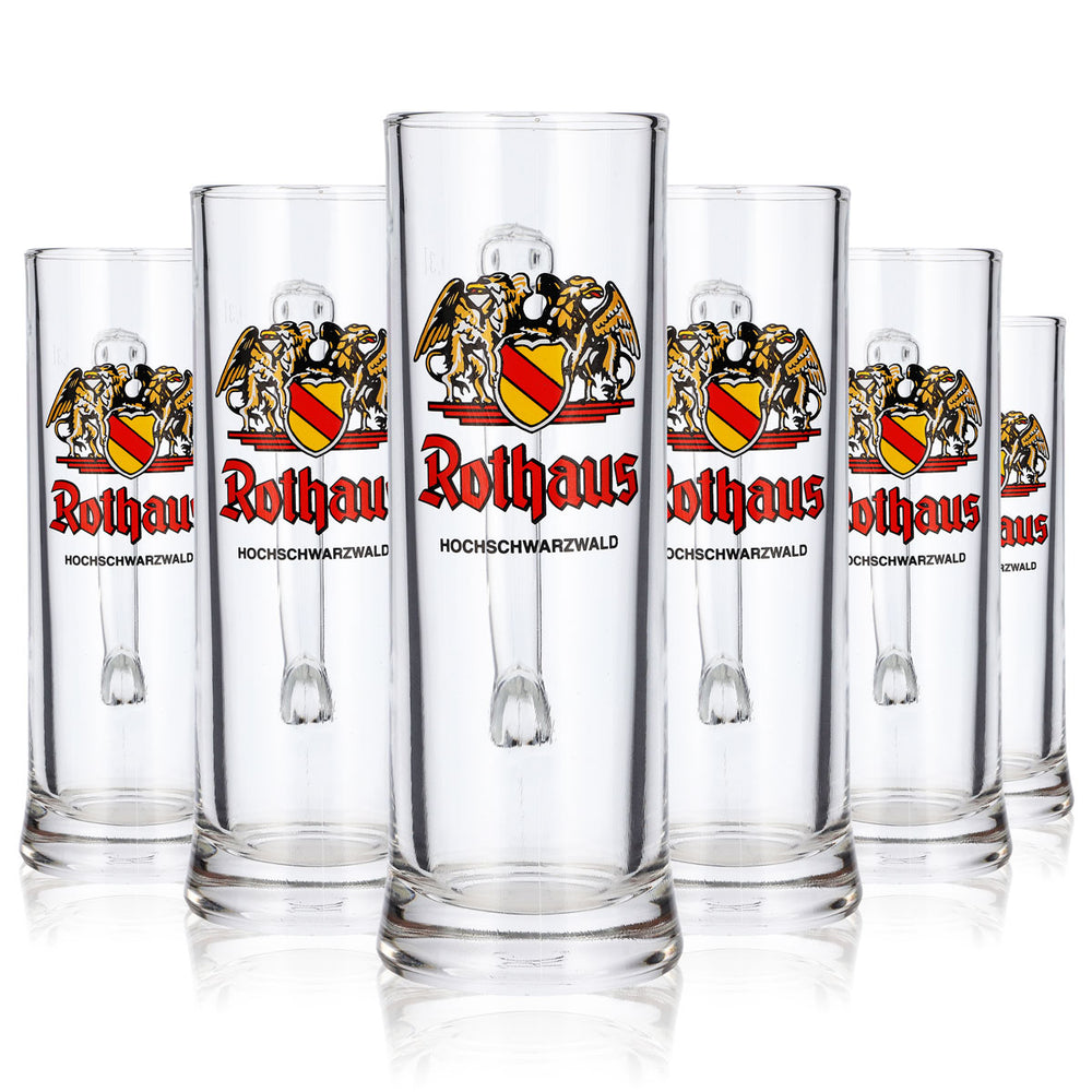 Lot de 6 verres à bière Rothaus de 0,3 l, modèle « Krug », Haute Forêt-Noire, RC