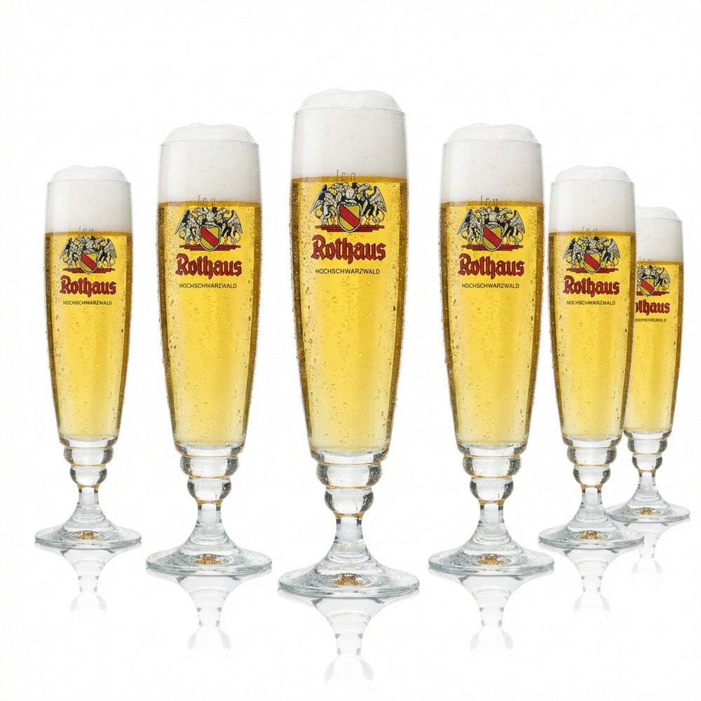 6 verres à bière Rothaus 0,3 l, élégants verres à pied, forme tulipe, lot calibré pour la restauration