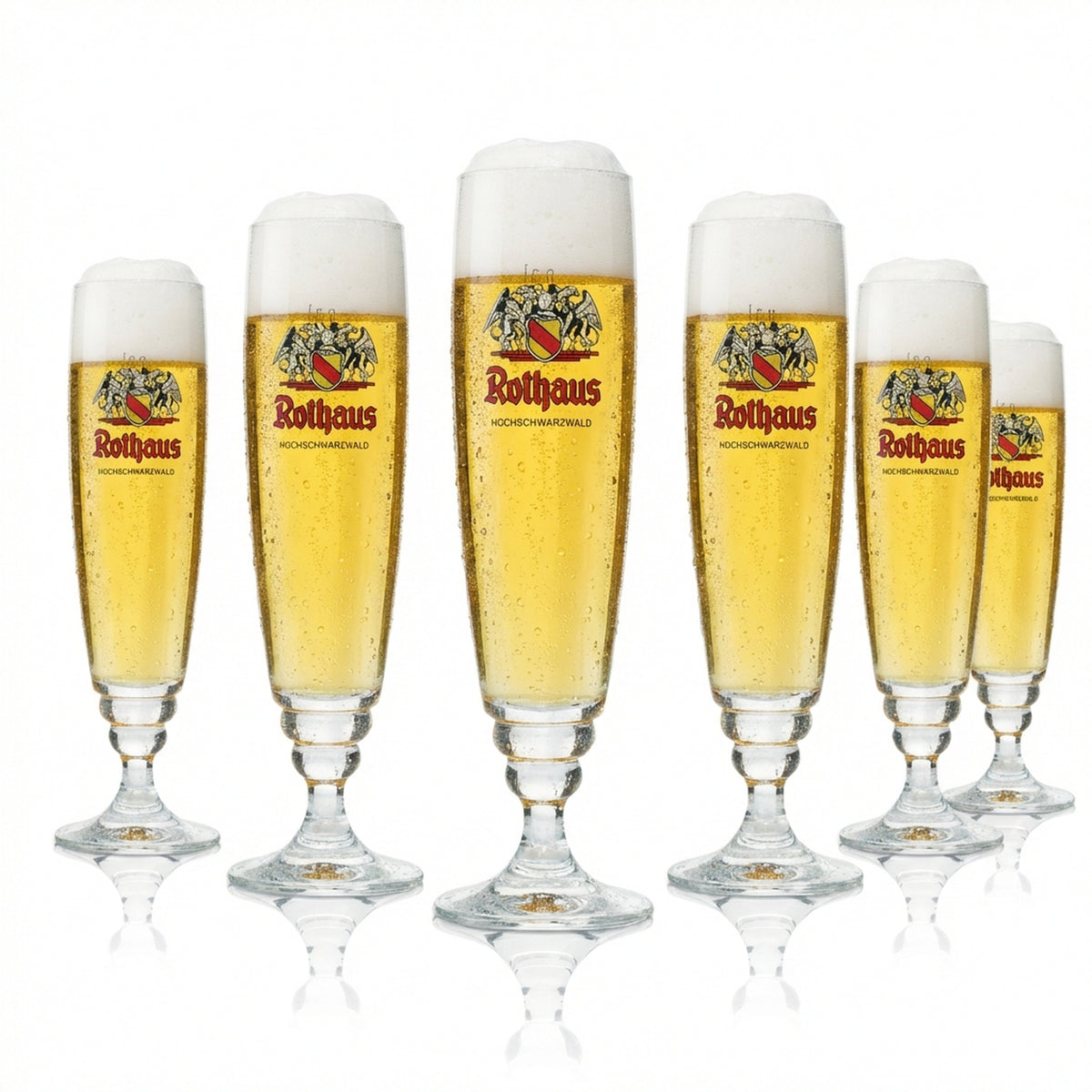 6 verres à bière Rothaus 0,3 l, élégants verres à pied, forme tulipe, lot calibré pour la restauration