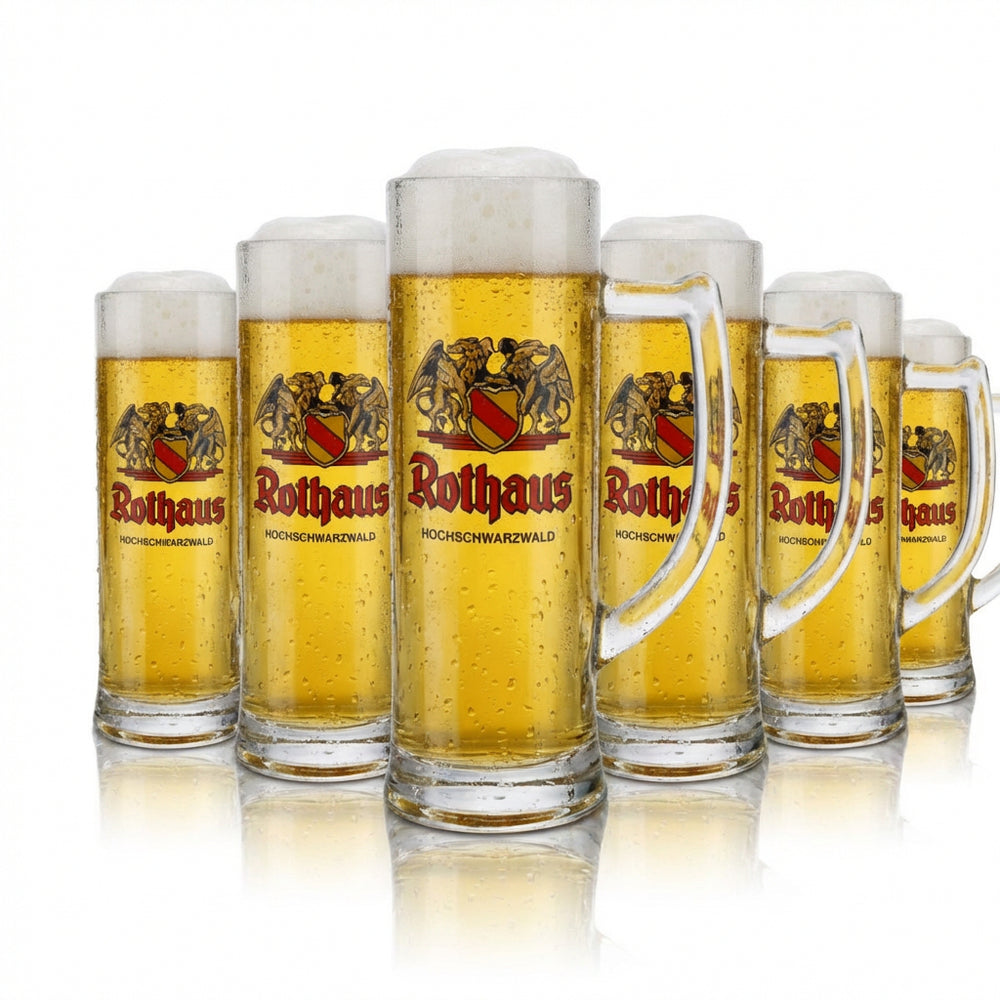 6 chopes à bière Rothaus en verre 0,3 l Seidel Humpen Tannenzäpfle Brasserie badoise