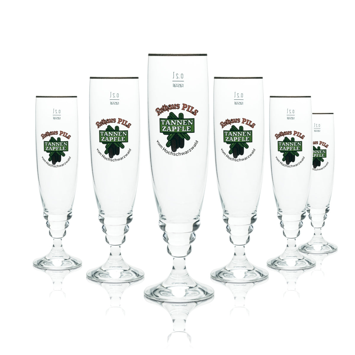 6 verres Rothaus 0,2 l exclusifs Tannenzäpfle, set de verres à bière, brasserie Staatsbrauerei Baden – Vue 3