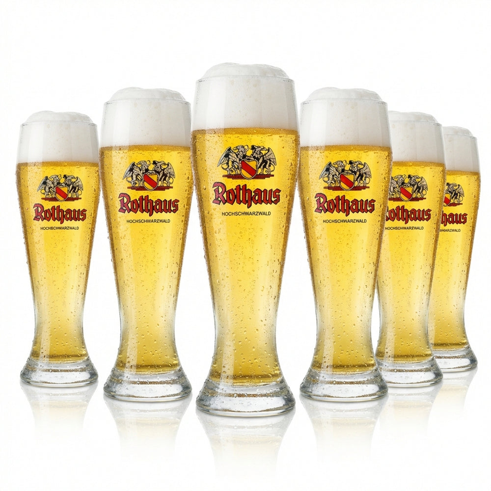 6 verres Rothaus 0,5 l pour bière blanche Hefeweizen, design givré, brasserie Baden