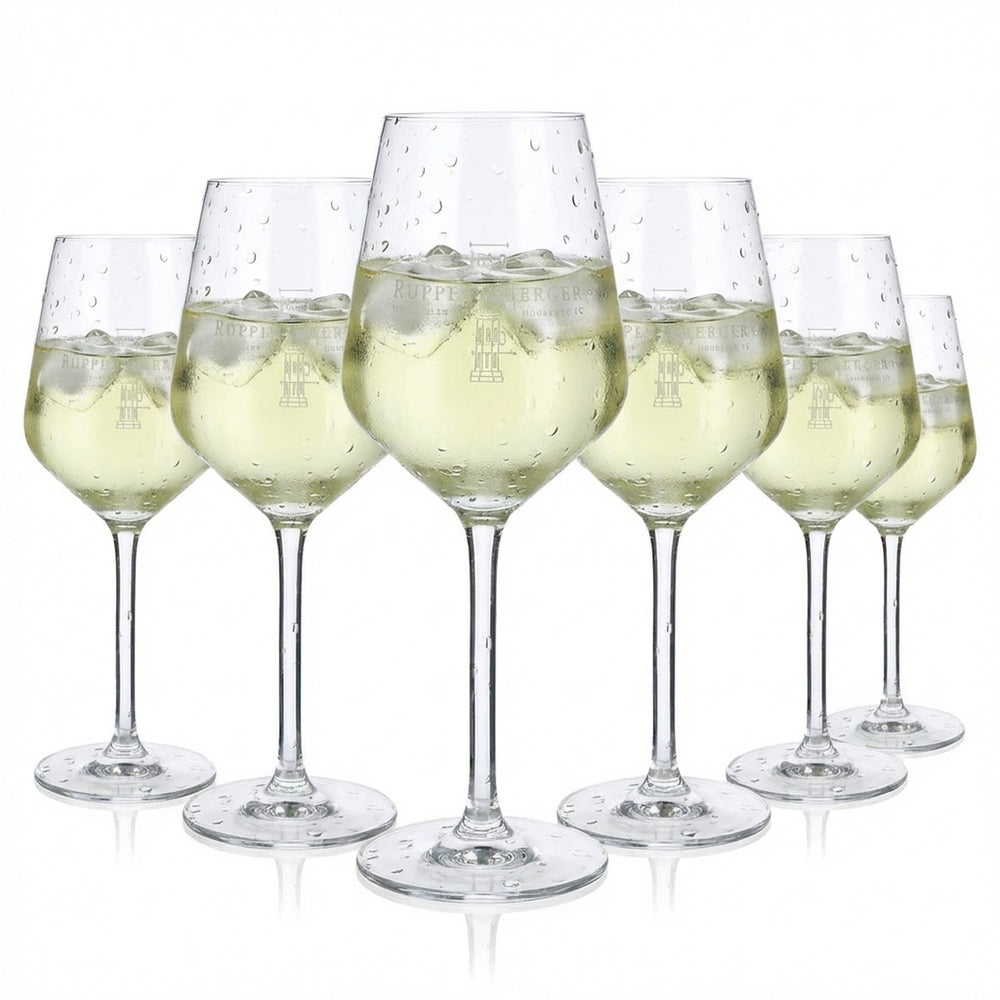 6 verres à pied Ruppertsberger Glas Gläser 0,37 l Verre à vin Carre