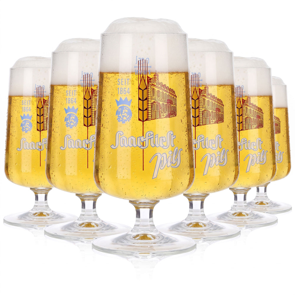 6 verres à bière « Saarfürst » de 0,25 l, modèle coupe (lot de 6)
