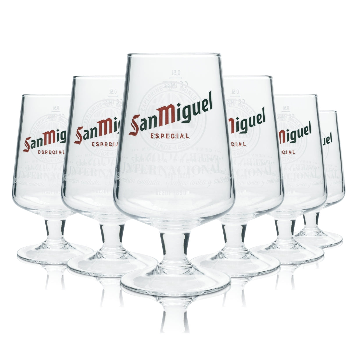 6 verres à bière San Miguel 0,5 l Pokal Especial International Copas Verres Beer Tulpe