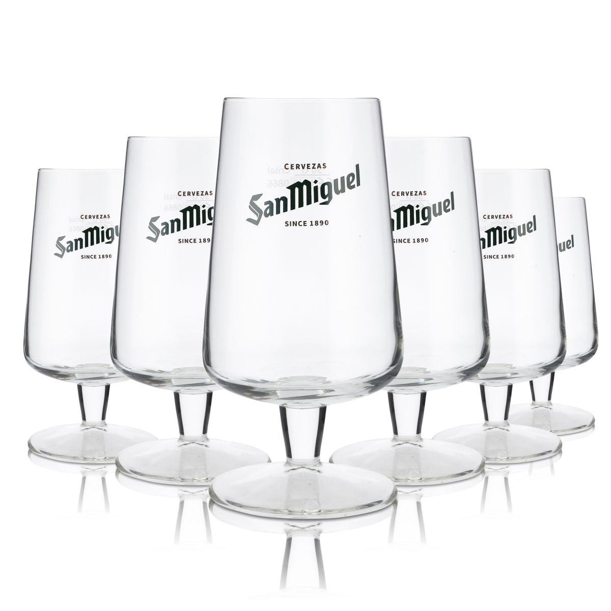 6 verres San Miguel 0,3 l, forme tulipe, verres à bière, Espagne, brasserie internationale – Vue 3