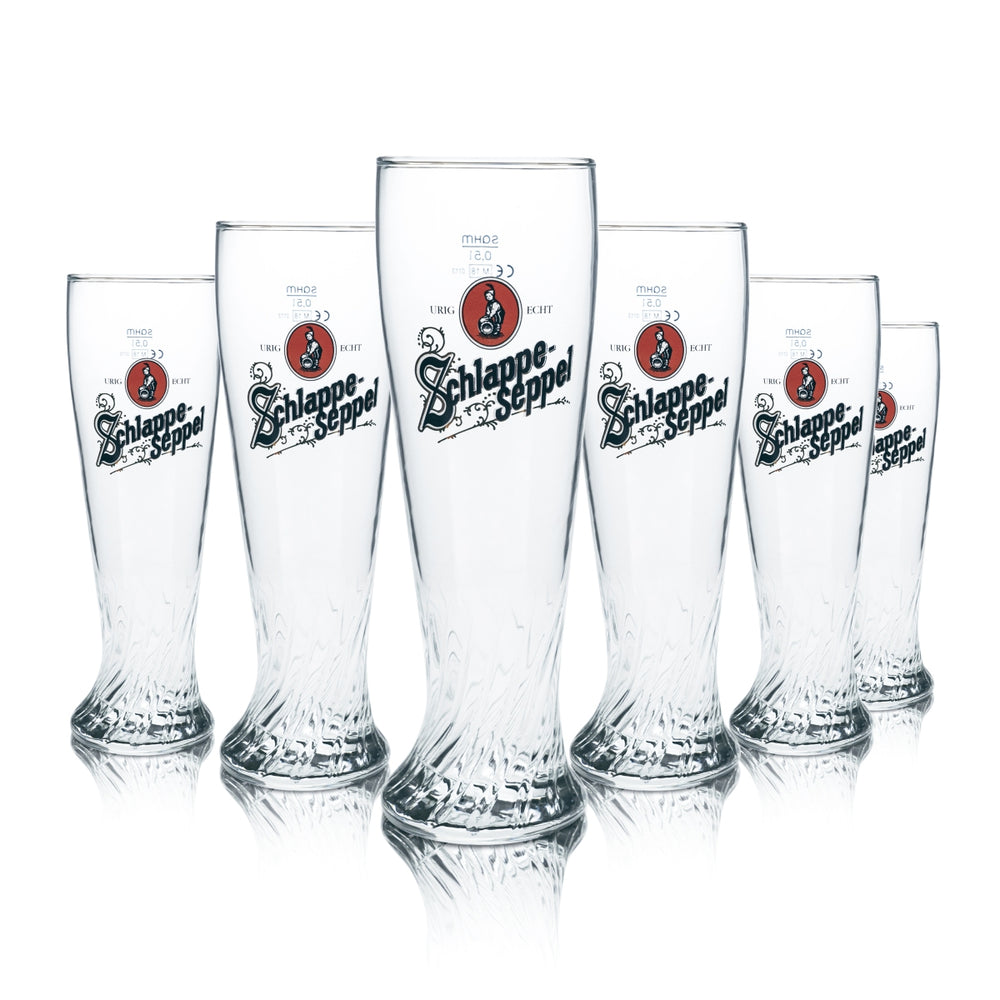 6 verres à bière Schlappeseppel 0,5 l, bière blanche à la levure, verres profilés Gastro Bräu