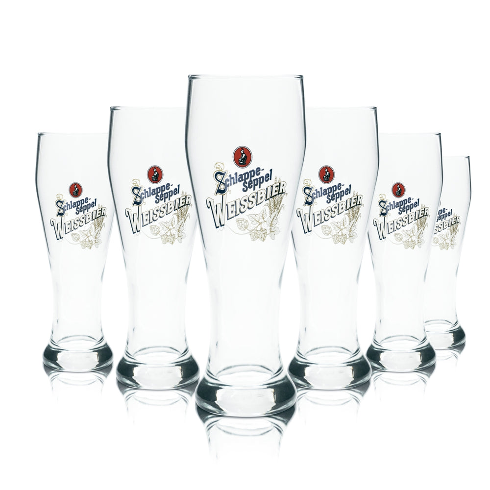 6 verres Schlappeseppel 0,5 l bière blanche Hefe Kristall Weizen verres brasserie Bavière