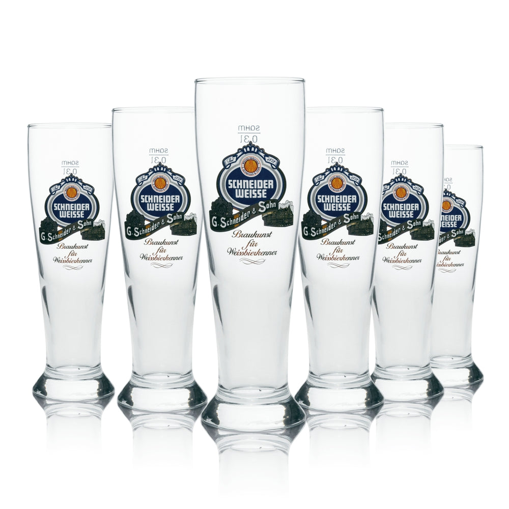 6 verres à bière blanche Schneider Weisse 0,3 l Hefe Kristall Weizen calibrés pour la restauration