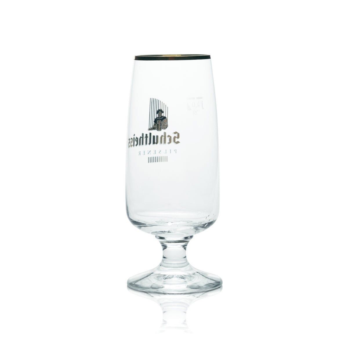 6 verres Schultheiss 0,4 l, forme tulipe, bord doré, brasserie Kindl – Vue 3