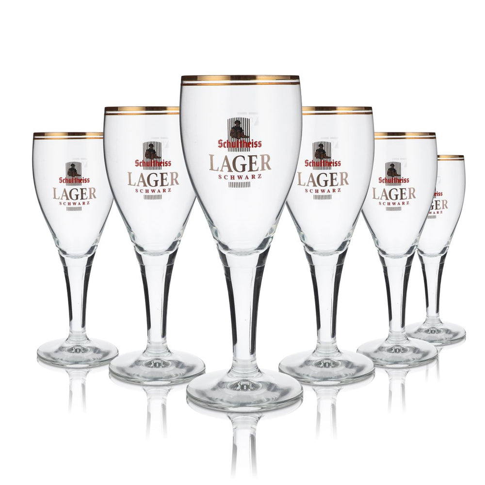 6 verres à bière Schultheiss Lager 0,3 l Verres à bière Verre à pied Lager Noir