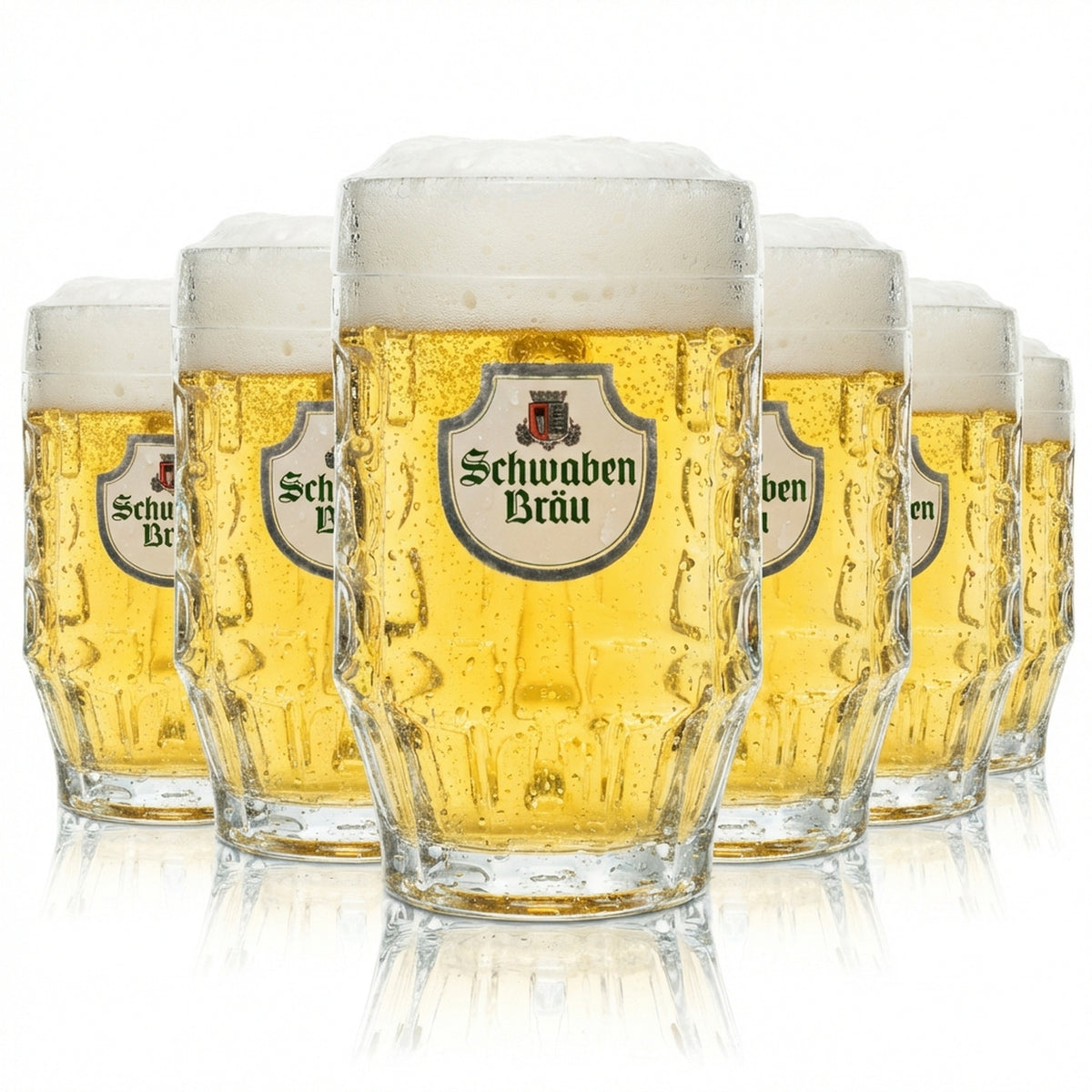 6 verres à bière Schwaben Bräu 0,5 l, chopes Seidel avec anse, brasserie Beer