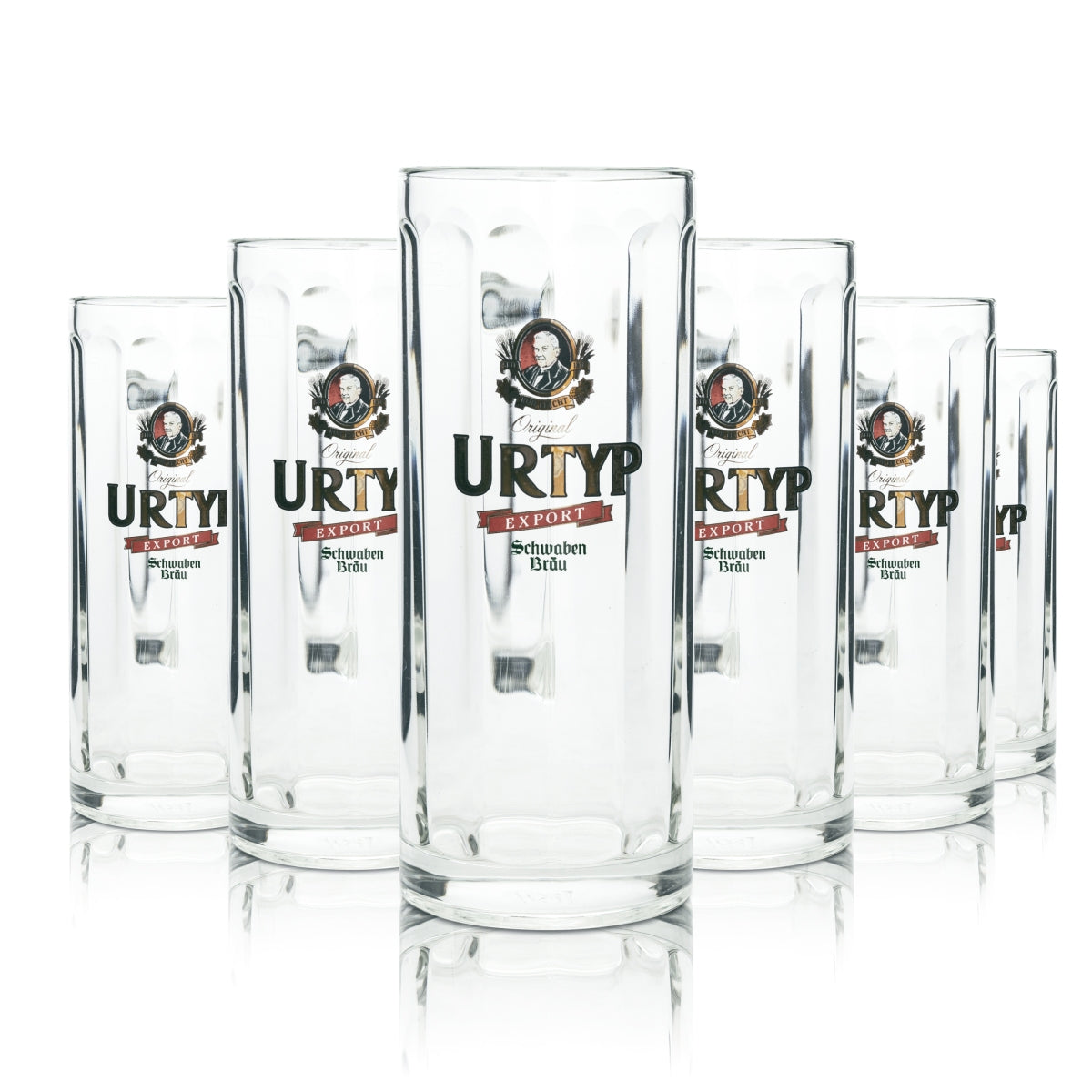 6 verres à bière Schwaben Bräu 0,5 l, type Urtyp Export, avec anse, verres à bière, chopes
