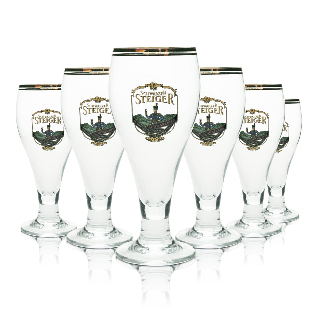 6x verre à bière Schwarzer Steiger, bière noire, 0,3 l, bord doré, double logo doré Ritzenhoff