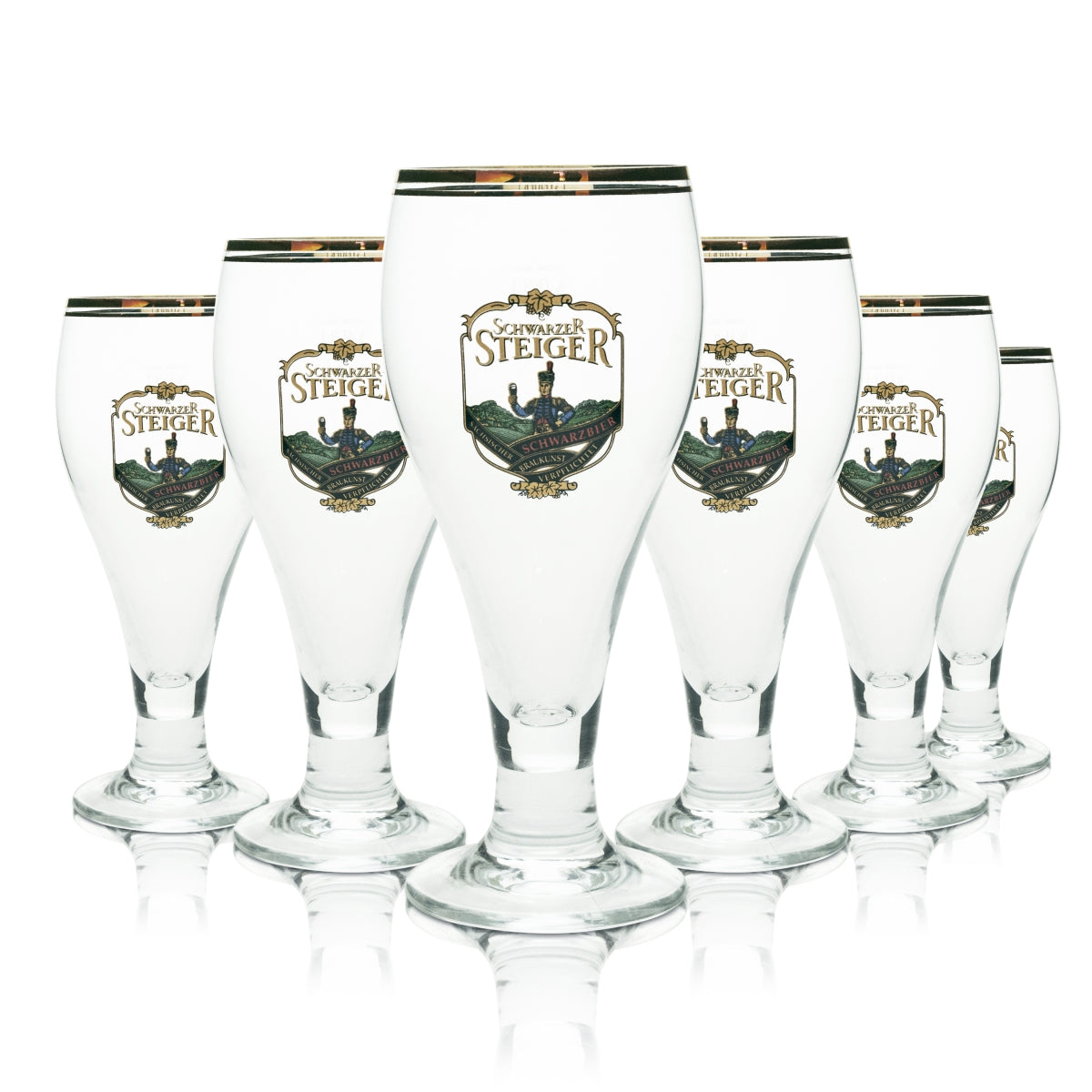6x verre à bière Schwarzer Steiger, bière noire, 0,3 l, bord doré, double logo doré Ritzenhoff