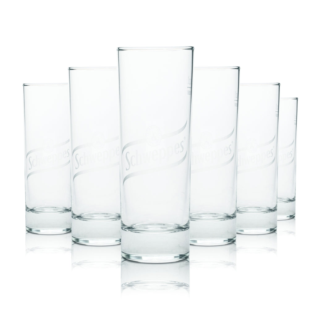 6x verres Schweppes 0,2 l, verres à long drink, verres à soda, boissons gazeuses, restauration, calibrés