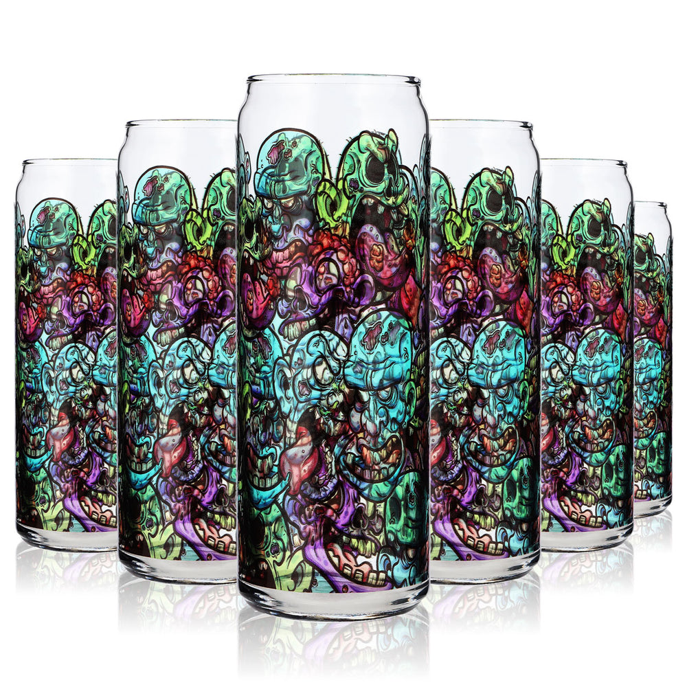 6x Sipply Verre avec Motif Halloween Doodle Zombie Icons en Impression UV Can Glass 370ml