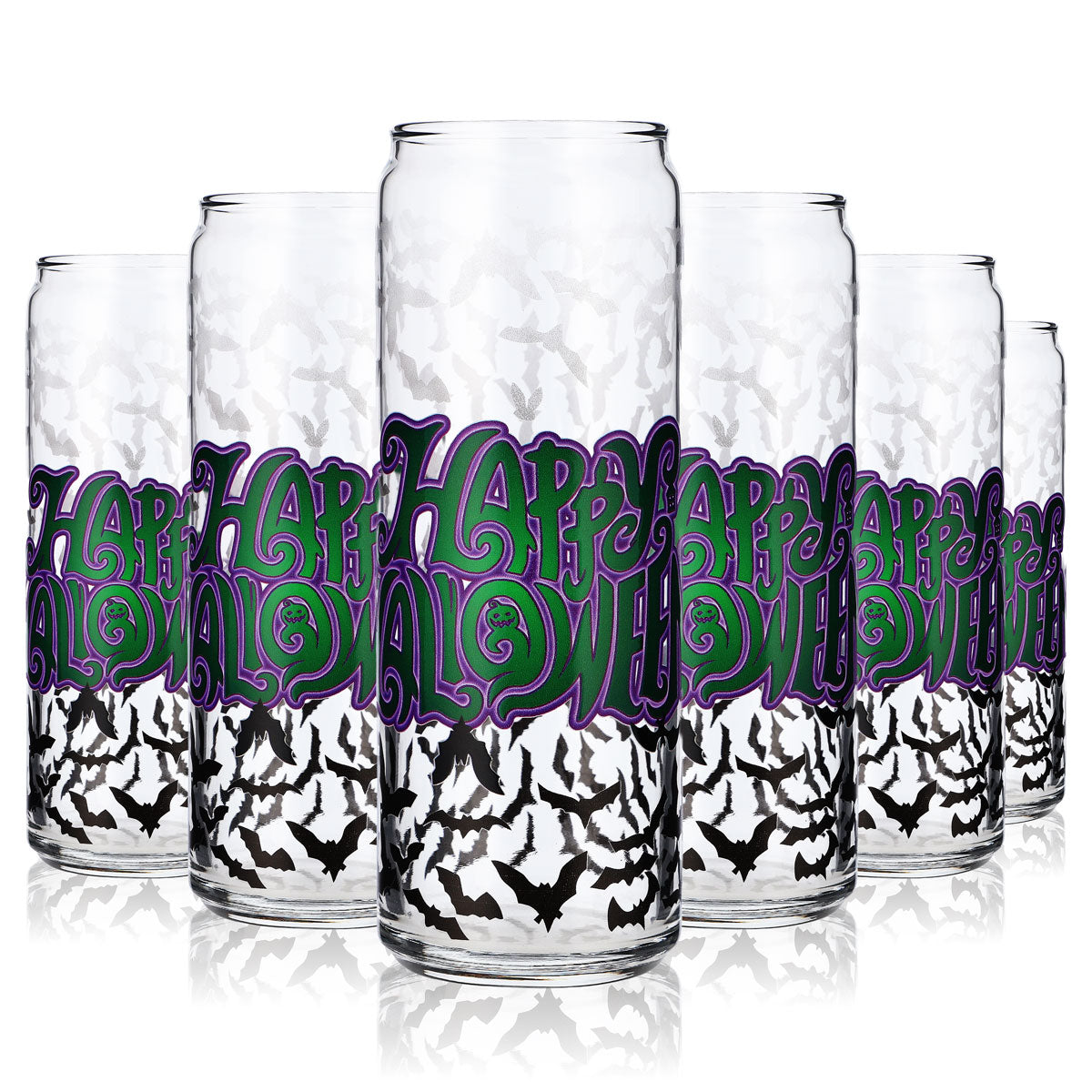6x Sipply Verre à boire motif Halloween chauves-souris en impression UV Can Glass 370ml