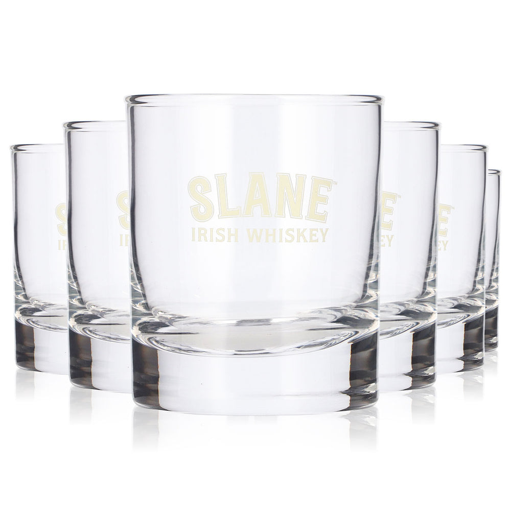 Lot de 6 verres à whisky Slane, 0,2 l, logo jaune, verre à whisky « Rocks »
