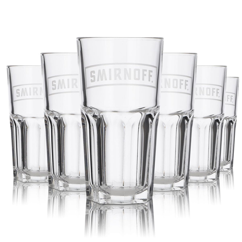 6 verres Smirnoff 0,3 l pour cocktails long drink et apéritifs, verre profilé, gastronomie