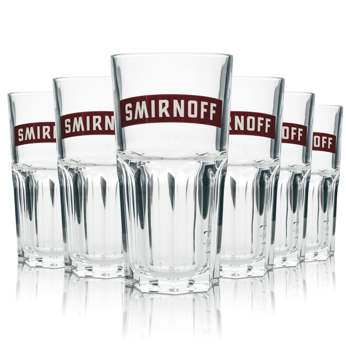 6 verres à vodka Smirnoff 0,29 l Longdrink, inscription rouge