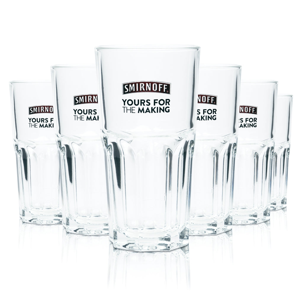 6 verres à vodka Smirnoff 0,3 l, verre long drink, relief « Yours For The Making », verres de bar