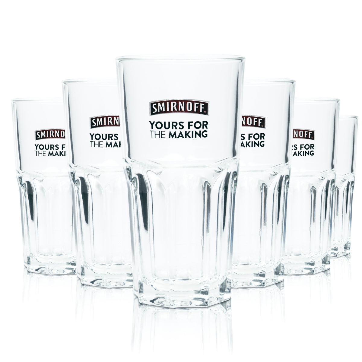 6 verres à vodka Smirnoff 0,3 l, verre long drink, relief « Yours For The Making », verres de bar