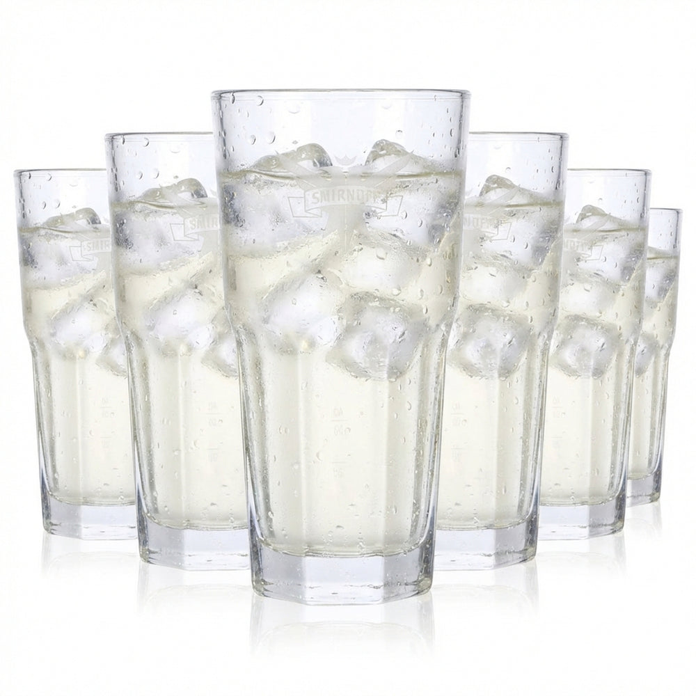 6 verres à vodka Smirnoff Vodka 0,3 l Verre à long drink Logo satiné
