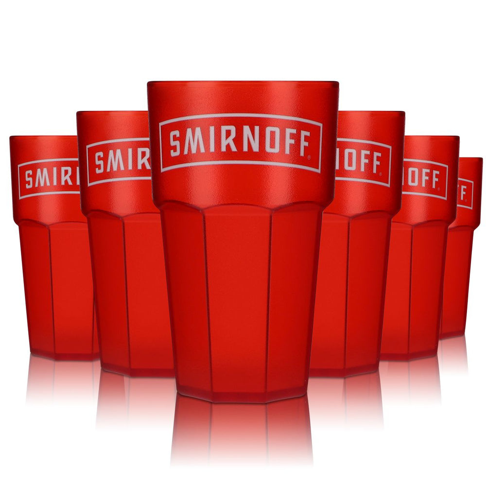 6 verres à vodka Smirnoff  en plastique acrylique  modèle rouge