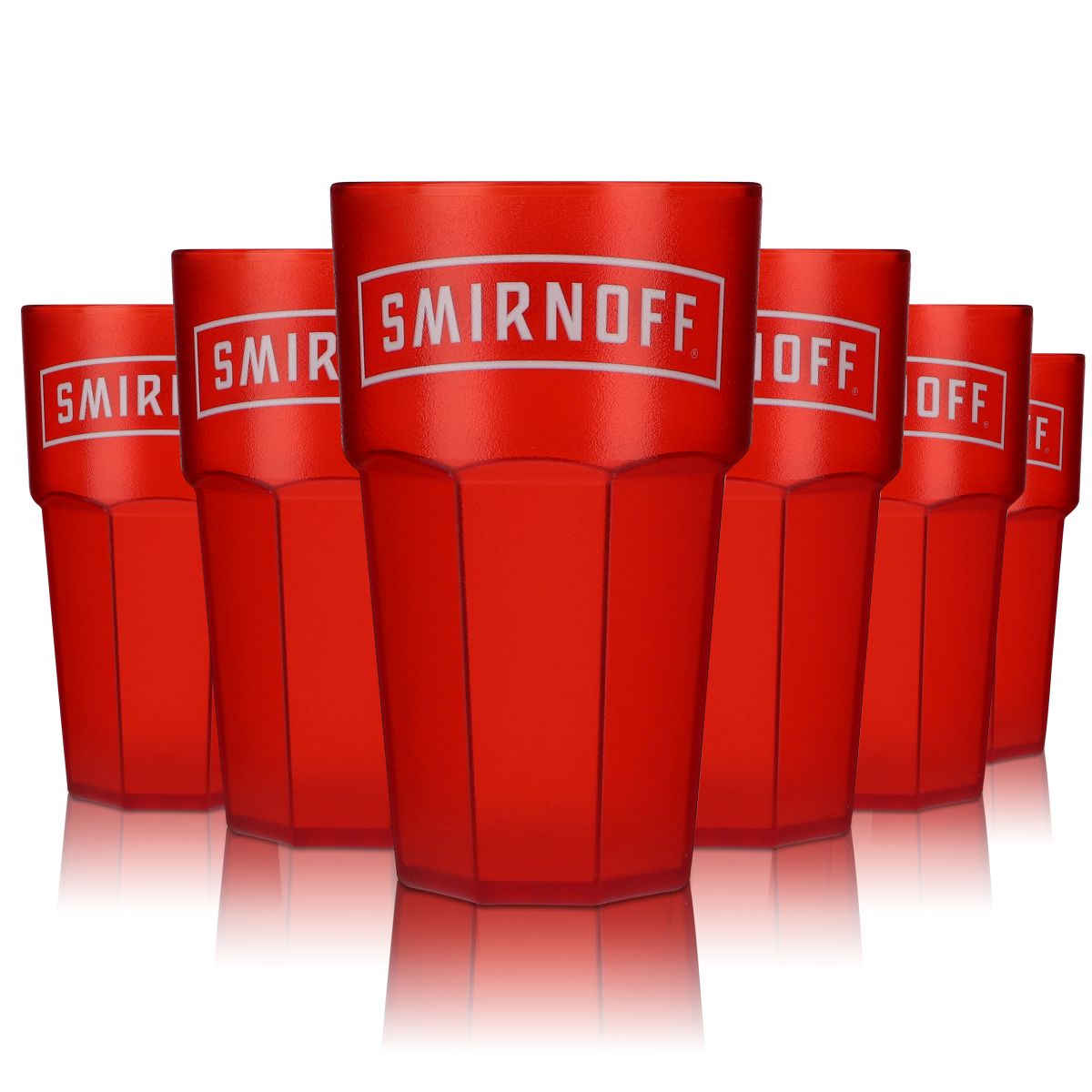 6 verres à vodka Smirnoff  en plastique acrylique  modèle rouge