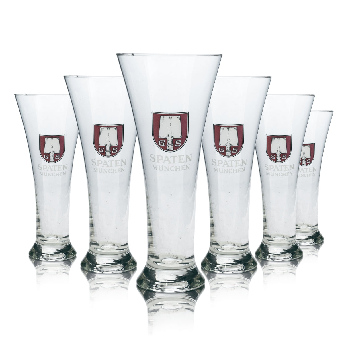 6 verres à bière Spaten 0,25 l, forme tulipe, verres à pied, Munich, gastronomie, brasserie, bar
