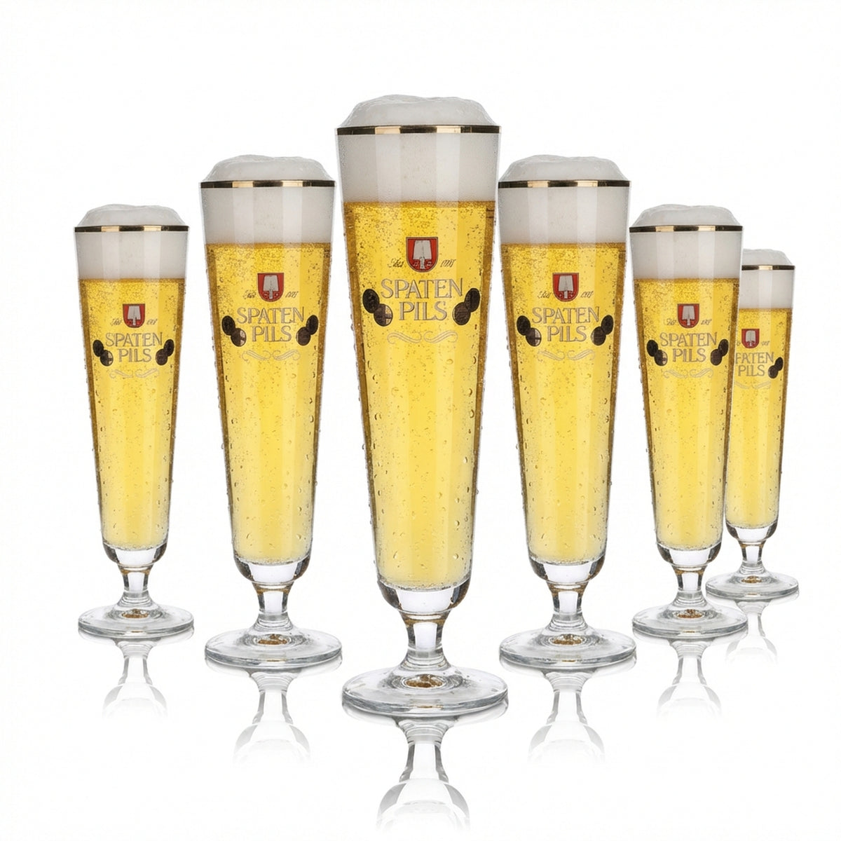 6 verres Spaten 0,3 l Verres à bière en forme de coupe Verres à bière Set de verres à bière Brasserie Bavière Bord doré