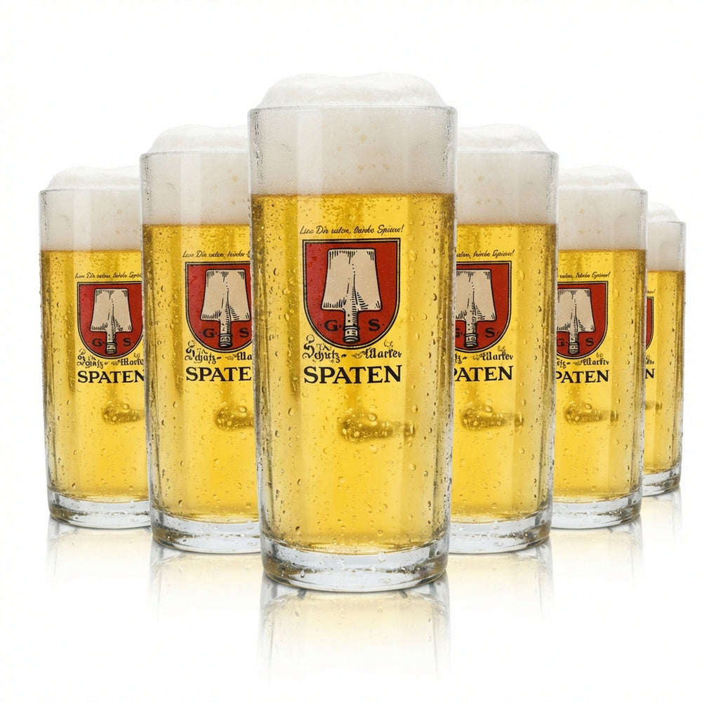 6x chope en verre 0,5 l, forme Humpen, relief, verres gastronomiques, Bavière