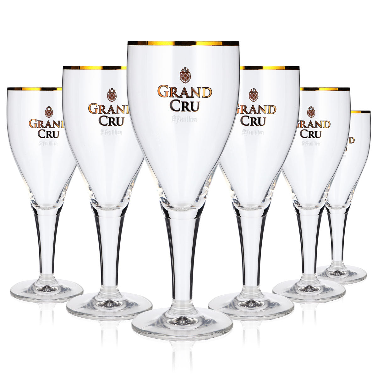 Lot de 6 verres à bière St. Feuillien Grand Cru, 0,55 l, forme tulipe, bord doré