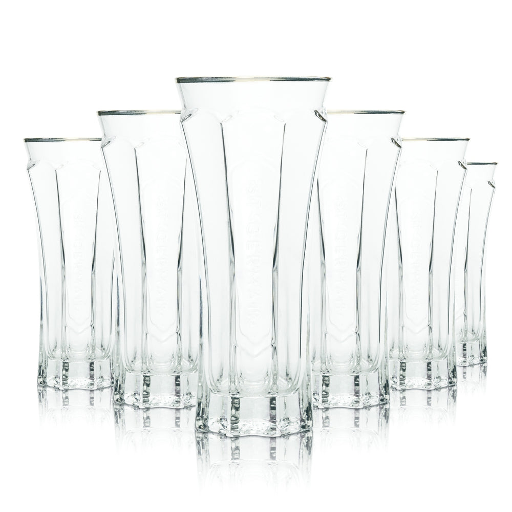 6 verres St. Germain 0,3 l, bord doré, verres à cocktail long drink, gastronomie, bar