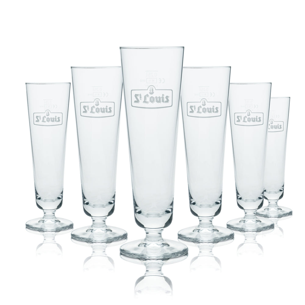 6 verres à bière St. Louis 0,25 l, verres à bière Kriek, bière à la cerise, brasserie belge